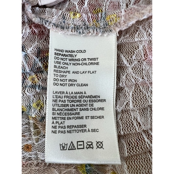 Free People We The Free Angelina Top Long Sleeve Sheer Lace Floral Cropped Top S - Picture 11 of 13